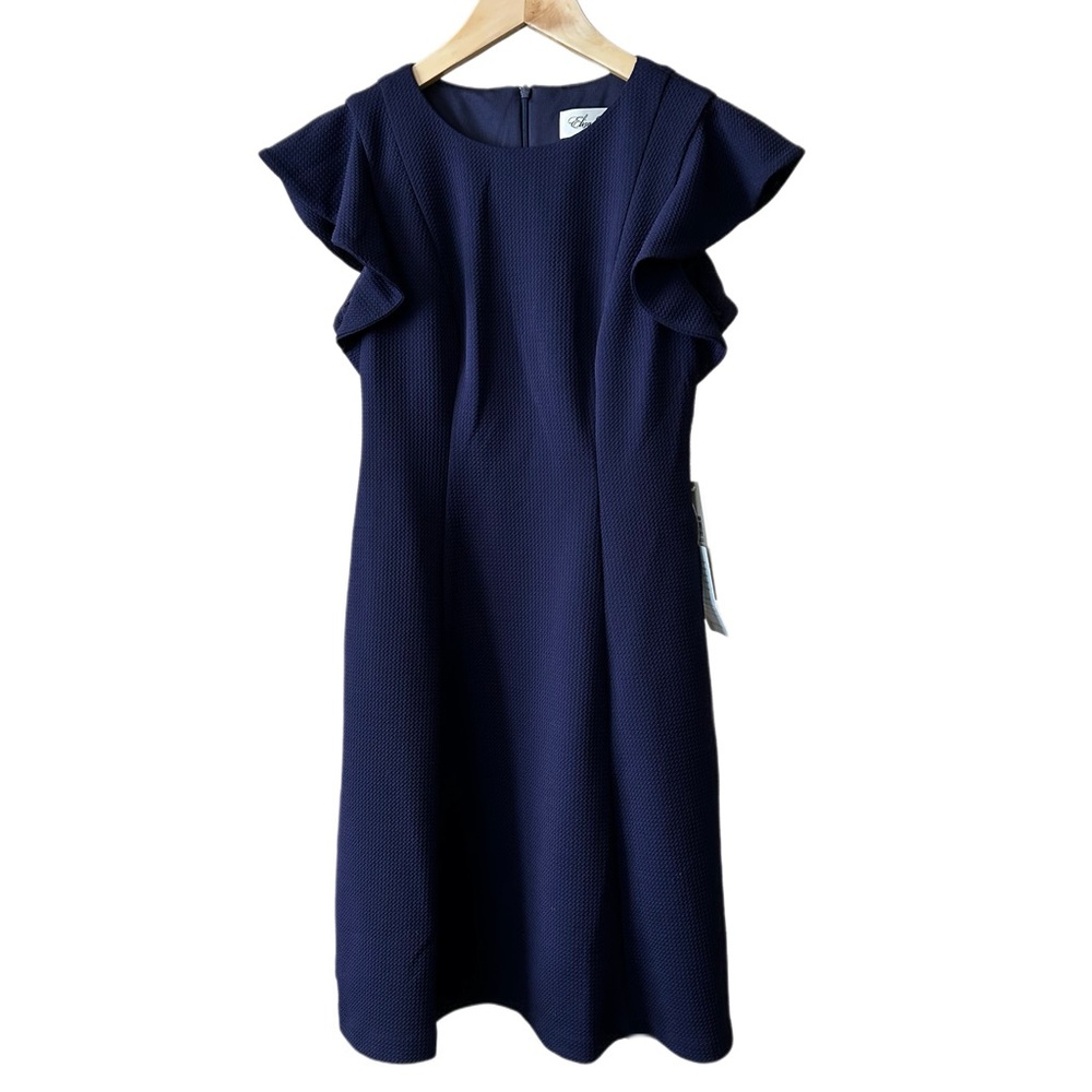Eliza J Butterfly Sleeve Fit & Flare Dark Blue Dress, Size 2P